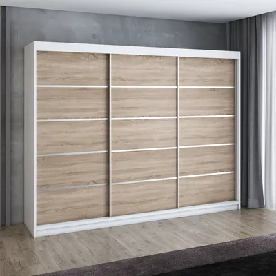 Produktbild von Schwebetürenschrank FLIX 3-türig Schrank 200 cm (Weiß, Schwarz, Sonoma)