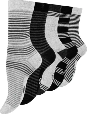Produktbild von Paolo Renzo 5 Paar Süße Damensocken & Mädchensocken Geringelt Größe 35/38 - Grautöne