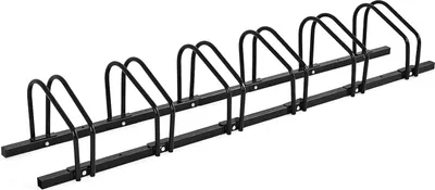 Produktbild von GOPLUS Fahrradständer Radständer, Aufstellständer aus Stahlrohr, Rostfrei, Korrosionsbeständig, Platzsparend, Boden- und Wandmontage, für Garage und Garten (Für 6 Fahrräder, Schwarz)