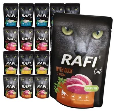Produktbild von Rafi Cat Adult Geschmacks-Mix 20x100g Getreidefreies Nassfutter für Katzen Kabeljau Kalbfleisch Huhn Ente