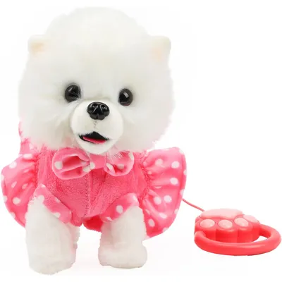 Produktbild von Elektrischer Plüschhund, realistischer Bichon-Frisé, mit Leine, kann singen, laufen und mit dem Schwanz wedeln – interaktives Spielzeug für Kinder.