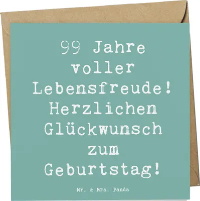 Produktbild von Mr. & Mrs. Panda faltkarte Spruch 99. Geburtstag Lebensfreude - Meeresbrise - Geschenk, Jubiläumsfeier, Erlebnisse, Glückwunschkarte, Grußkarte, Alter, Happy Birthday