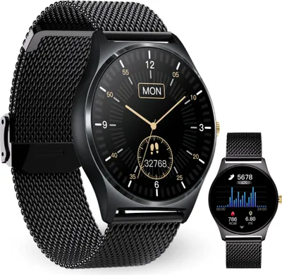 Produktbild von XCOAST QIN, Herren Smartwatch, 1,3" (40mm) AMOLED Display, Puls, Blutdruck, Blutsauerstoff, Schwarz