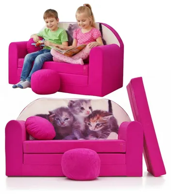 Produktbild von TUPPI Kindersofa Kinder Couch mit Schlaffunktion ausklappbar, 168x98cm, Set mit Kissen und Fußstütze, Spielsofa, Bettfunktion - Mädchen Jungen, Sitzsack Minisofa Schlafsofa Kinderzimmer