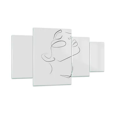 Produktbild von Bilder auf glas - 4 Teile - Stück Linear Gesicht - 160x90cm - Glasbilder - Wandbilder - Bilder - zum Aufhängen bereit - Wanddekoration aus Glas - Glas Bilder - Wandbild auf Glas - GDL160x90-4823