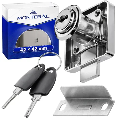 Imagen del producto de Cerradura de embutir de 42 x 42 mm, con 2 llaves, para puertas de armarios y cajas