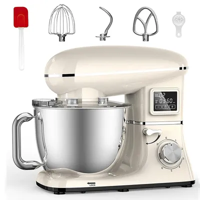 Produktbild von Küchenmaschinen, Küchenmaschine Knetmaschine Aluminiumgussgehäuse,6L Edelstahlschüssel Teigmaschine mit LED-Touchscreen,Geräuscharme Rührmaschine