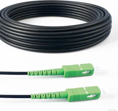 Produktbild von Elfcam - Glasfaserkabel 5 m (Schwarz, Stahlarmiert) - SC/APC zu SC/APC, OS2 Simplex Einmoden 9/125 µm, Widerstandsfähig & Wasserdicht - Für Innen- & Außeninstallation, Kompatibel mit Orange, SFR, Bouygues