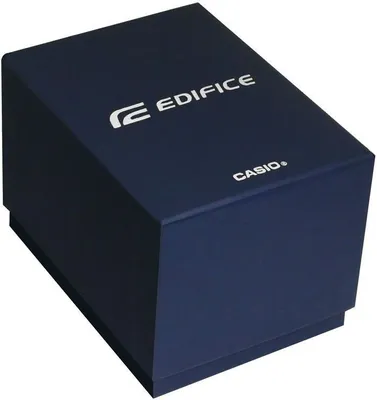 A dark blue box with the Casio Edifice logo and text.