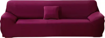 Produktbild von ele ELEOPTION Sofahusse Stretchhusse Sofabezug Polyester Rippstrick (Granat,4 Sitzer für Sofalänge 220-300cm)