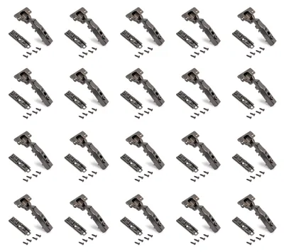 Image de Lot de 20 charnières droites X91 titane - fermeture amortie avec embases à visser