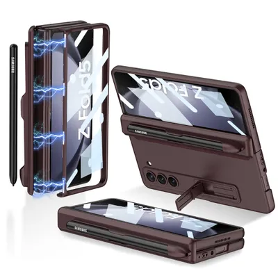 Immagine prodotto di Custodia per Samsung Galaxy Z Fold 5 con protezione dello schermo e scanalatura per la penna, protezione magnetica della cerniera e kickstand, rosso