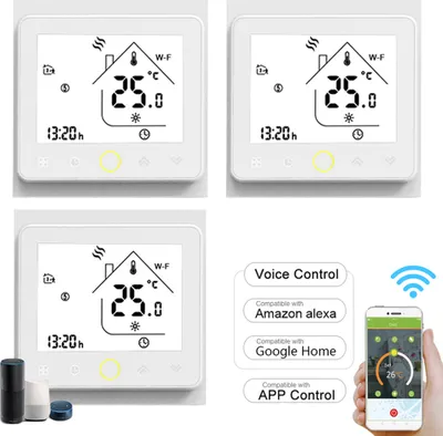 Produktbild von 3X WiFi Intelligent Raumthermostat Thermostat wifi fußbodenheizung APP Control Voice Wandheizung, Warmwasserbereitung,Kompatibel mit Alexa/Google für zu Hause - weiß Innenthermometer