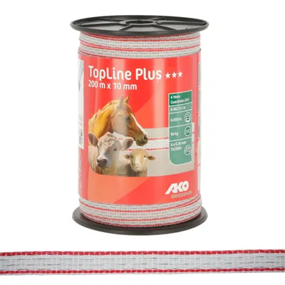 Produktbild von Weidezaunband TopLine Plus TriCOND weiß/rot 10 mm, 0,467 Ohm/m, 200 m