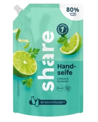 Zdjęcie produktu dla Share, Zestaw uzupelniajacy do mydla w plynie, Limonka i Kolendra, 500 ml (PRODUKT Z NIEMIEC)