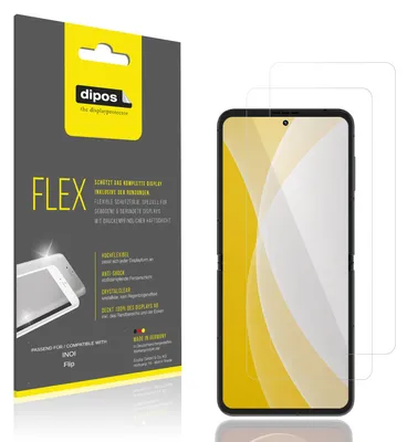 Produktbild von 2x Schutzfolie für INOI Flip Folie, 100% Displayabdeckung, dipos Flex