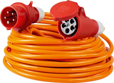 Produktbild von as-Schwabe CEE-Verlängerung 10m 400V 32A 5G6 Phasenwendestecker Orange IP44