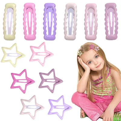 Produktbild von 12 Haarspangen mit Schnappverschluss – Sternhaarspangen, Pentagrammhaarspangen, Metallhaarspangen, Haarspangen mit Pailletten, Haaraccessoires für Mädchen und Frauen