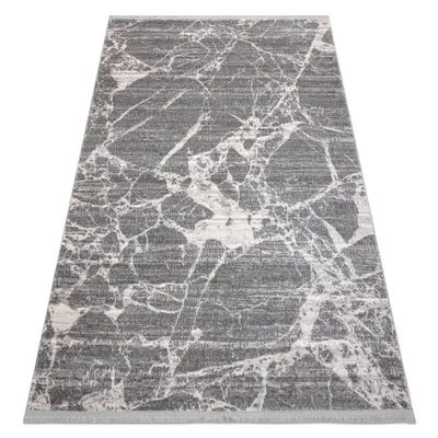 Zdjęcie produktu dla Dywan REBEC nowoczesny frędzle 51186B Marmur - dwa poziomy runa krem / szary 80x150 cm