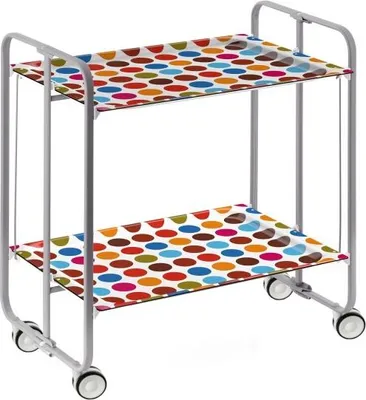 Immagine prodotto di DON HIERRO - Carrello di servizio pieghevole BAUHAUS con rotelle - struttura in metallo grigio, 2 livelli, 4 posizioni