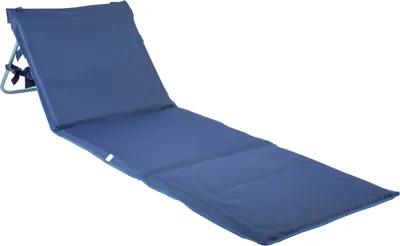 Produktbild von ONVAYA® Premium Strandmatte mit Tragegurt | Gepolstert | mit verstellbarer Kopflehne | Kopstütze | Rückenlehne | 161 x 55 x 45 cm | Dunkelblau
