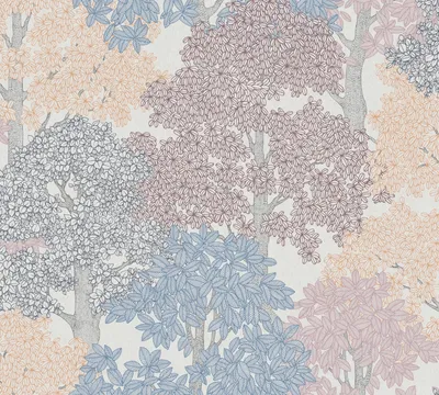 Produktbild von Architects Paper Waldtapete Floral Impression Tapete mit Bäumen Vliestapete bunt blau orange grau weiß 10,05 m x 0,53 m