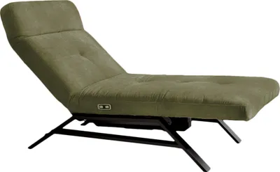 Produktbild von KAWOLA Liege AMERIVA Sessel Relaxliege Velvet olivgrün Fuß schwarz
