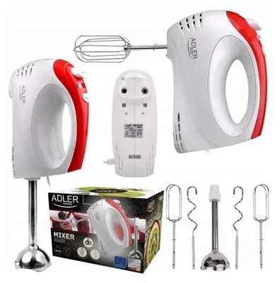Produktbild von Adler AD 4212, Handmixer, Rot, Weiß, Schlagen, Mischung, 300 W, Kunststoff, Edelstahl