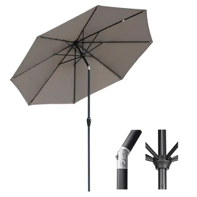 Produktbild von Sekey Sonnenschirm 330cm Alu Gartenschirm 8-eckiger Marktschirm mit Kurbel, Taupe