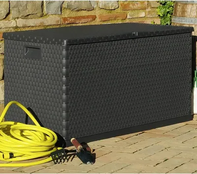 Produktbild von vidaXL Garten-Aufbewahrungsbox Anthrazit 120x56x63 cm PP Rattan