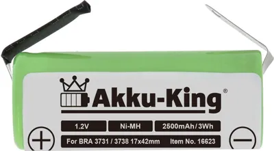 Produktbild von Akku 43 x 17mm ersetzt Oral-B 3731, 3738, 3762, HR-3U - Ni-MH 2500mAh 1.2V - für Triumph 4000, 5000, 9000, 9500, 9900, Professional 8000