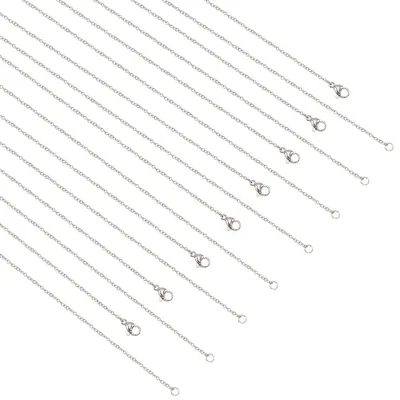 20 Edelstahl-Halsketten, 50 cm, 1,5 mm, mit Karabinern