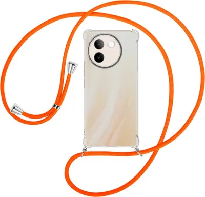 Produktbild von Handykette Backcover-Schutzhülle mit Band (Metall silberfarben) für vivo V30e 5G - neonorange