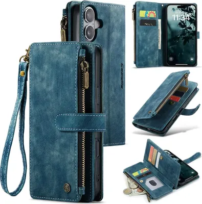 Produktbild von iPhone 16 Hülle - CaseMe C30 Klapphülle mit Brieftasche - Blau