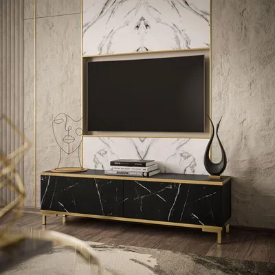 Produktbild von RTV Schrank OXFORD 135 cm weiß gold beine