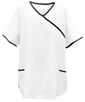 Produktbild von Schlupfkasack weiß, mit Paspel schwarz, Größe 2XL : 2XL : schwarz : 50% Baumwolle 50% Polyester