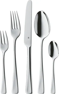 Produktbild von WMF Denver Besteckset 6 Personen, 30 teilig, Monobloc-Messer, Cromargan Edelstahl poliert, glänzend, spülmaschinengeeignet