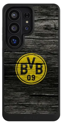 Produktbild von NIVOCASE Hülle für Samsung Galaxy S26 Ultra Handyhülle NIVOcore Case Schwarz BVB Borussia Dortmund Holzoptik
