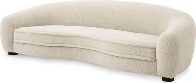 Produktbild von Casa Padrino Luxus Sofa Cremefarben / Schwarz 235 x 100 x H. 70 cm - Wohnzimmer Sofa mit gebogener Rückenlehne - Luxus Möbel
