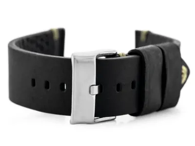 Obrázek produktu pro Kožený pásek k hodinkám W93 - černý/béžový 22 mm