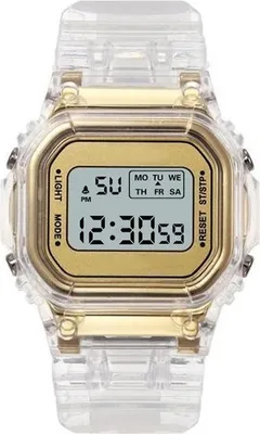 Produktbild von Stylische Transparente Digitaluhr aus Silikon - Golden KP21645