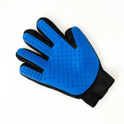 Produktbild von Universal-Tierpflegehandschuhe mit Silikonpolstern, schwarz/blau, Polyester/Silikon, 22,5x17,5 cm
