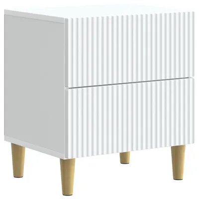 Image de Table de chevet vidaXL à tiroirs, blanche, 43 x 34,5 x 48 cm, aggloméré