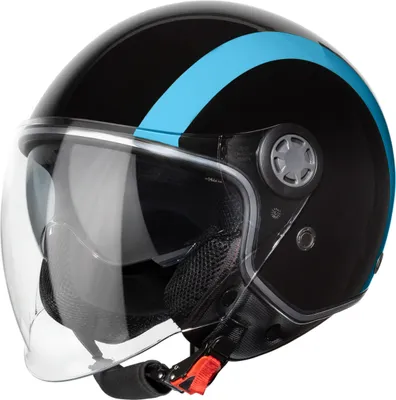 Produktbild von VINZ Jungbu Jethelm mit Doppelvisier | Roller Helm Fashionhelm mit Streifen | In Gr. XS-XXL | Jet Helm mit Sonnenblende | ECE 22.06  | Motorradhelm mit Visier - Blau | L (59 cm)