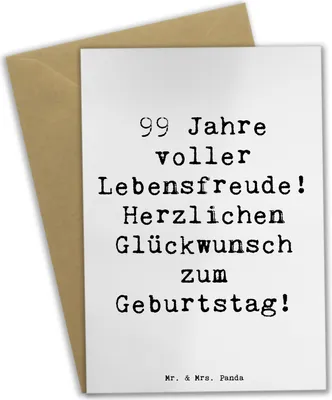 Produktbild von Mr. & Mrs. Panda babykarte Spruch 99. Geburtstag Lebensfreude - Weiß - Geschenk, Lebensweisheit, weihnachtskarten, Grußkarte, Herzlichen Glückwunsch zum, Alter