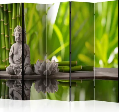 Zdjęcie produktu dla Parawan dwustronny Orient 225x172 cm 5-częściowy zielony