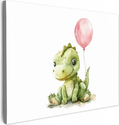 Produktbild von Leinwand Bilder 40x30 cm - Kinder Ballon - Elefant - Rosa, Bilder Wohnzimmer Modern, Wanddeko