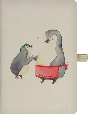 Produktbild von Mr. & Mrs. Panda Tagebuch Pinguin mit Kind - Transparent - Geschenk, Adressbuch, Vorbild Mama, Mutter, Notizbuch A5, Mom, Muttertag, Lieblingsmensch, Journal, Kladde