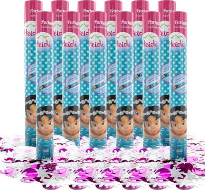 Produktbild von Party Popper Heidi 12er Set 40 cm - Konfettikanone mit bunt schimmerndem Konfetti