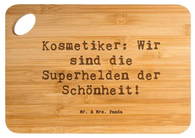 Produktbild von Mr. & Mrs. Panda Hackbrett Spruch Kosmetiker Helden - Transparent - Geschenk, Brett, Beauty-Profis, jausenbrett, Beruf, Holzbrett, Geschenke für Berufstätige, Schönheit